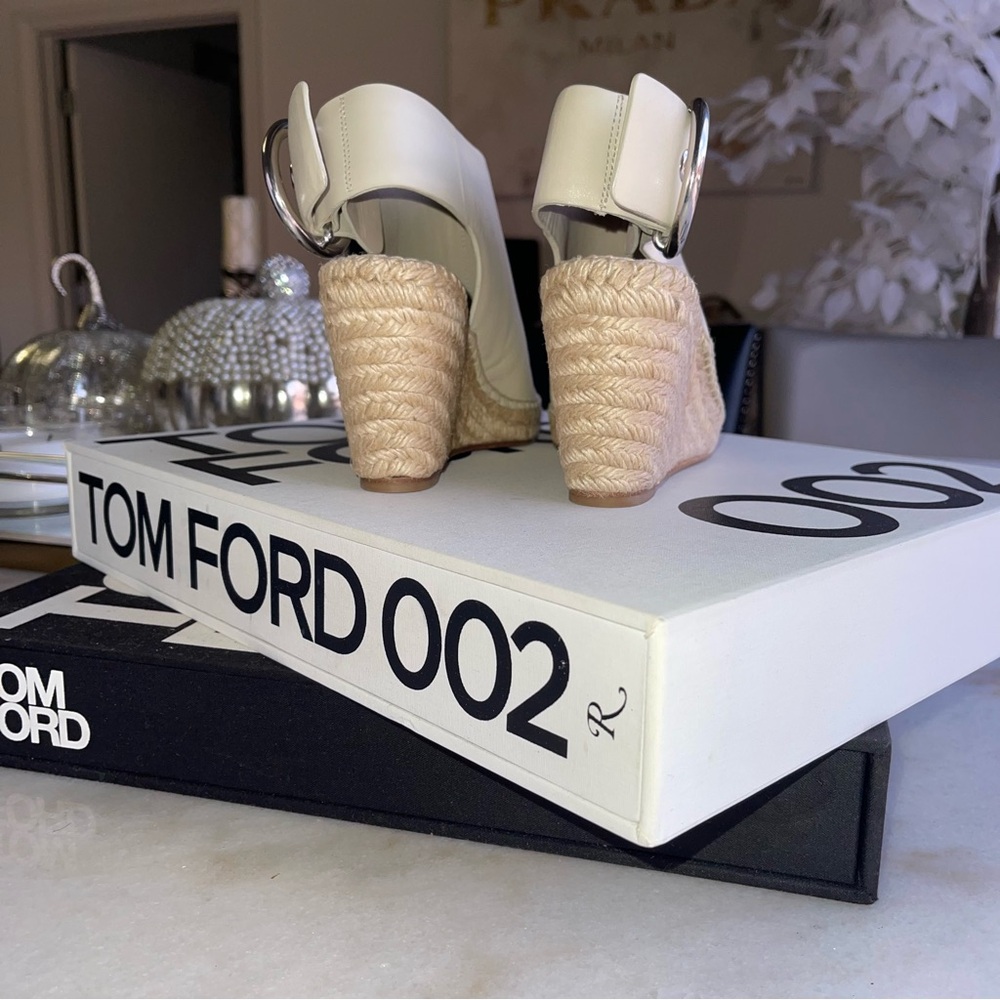 Céline Womens 35 Milk Calfskin Leather Open Toe Espadrille Sandal - Picture 6 of 16